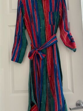 Anthropologie Maeve Multicolor Striped Button-Front Dress